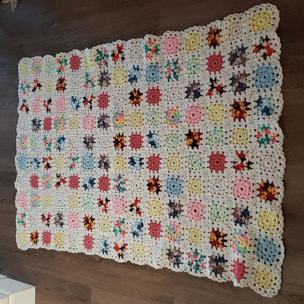 Cozy Colorful Handmade Vintage Crochet Afghan Throw Blanket 52 X 34 - Picture 6 of 10